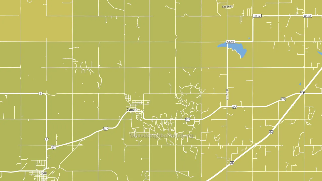 Cement, OK block-group voter-turnout map