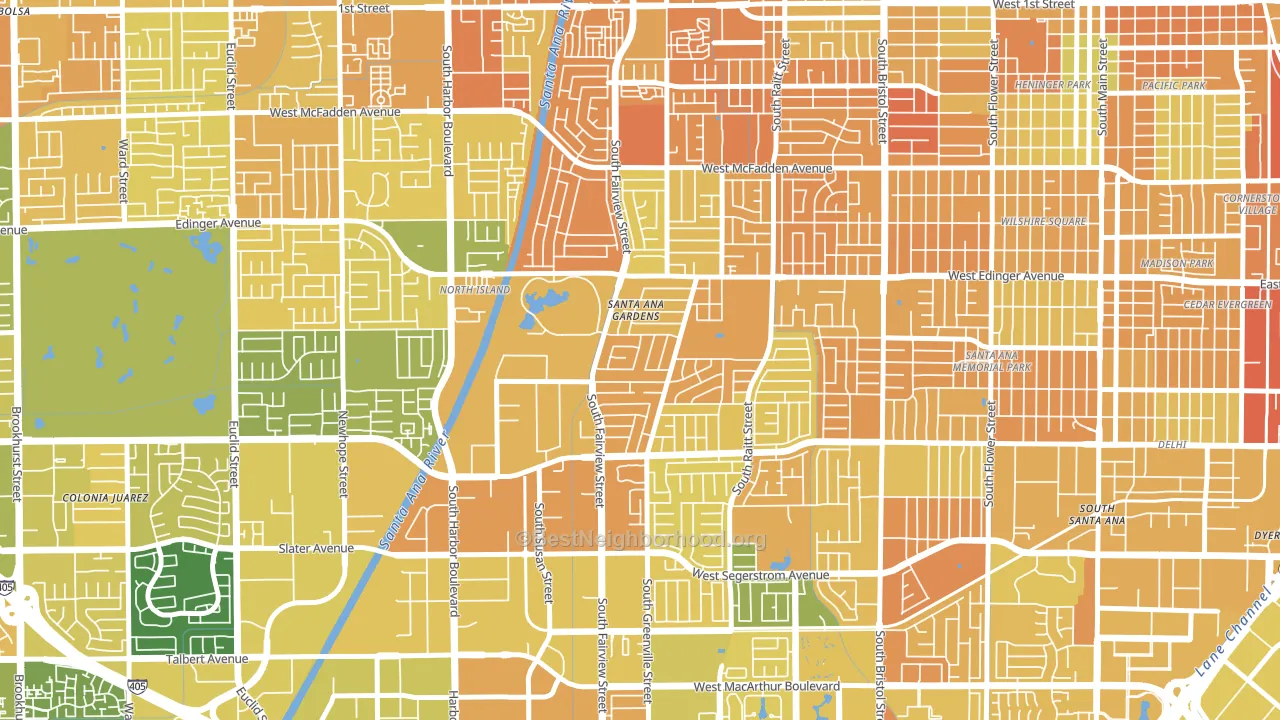 Centennial Park, Santa Ana, CA block-group voter-turnout map