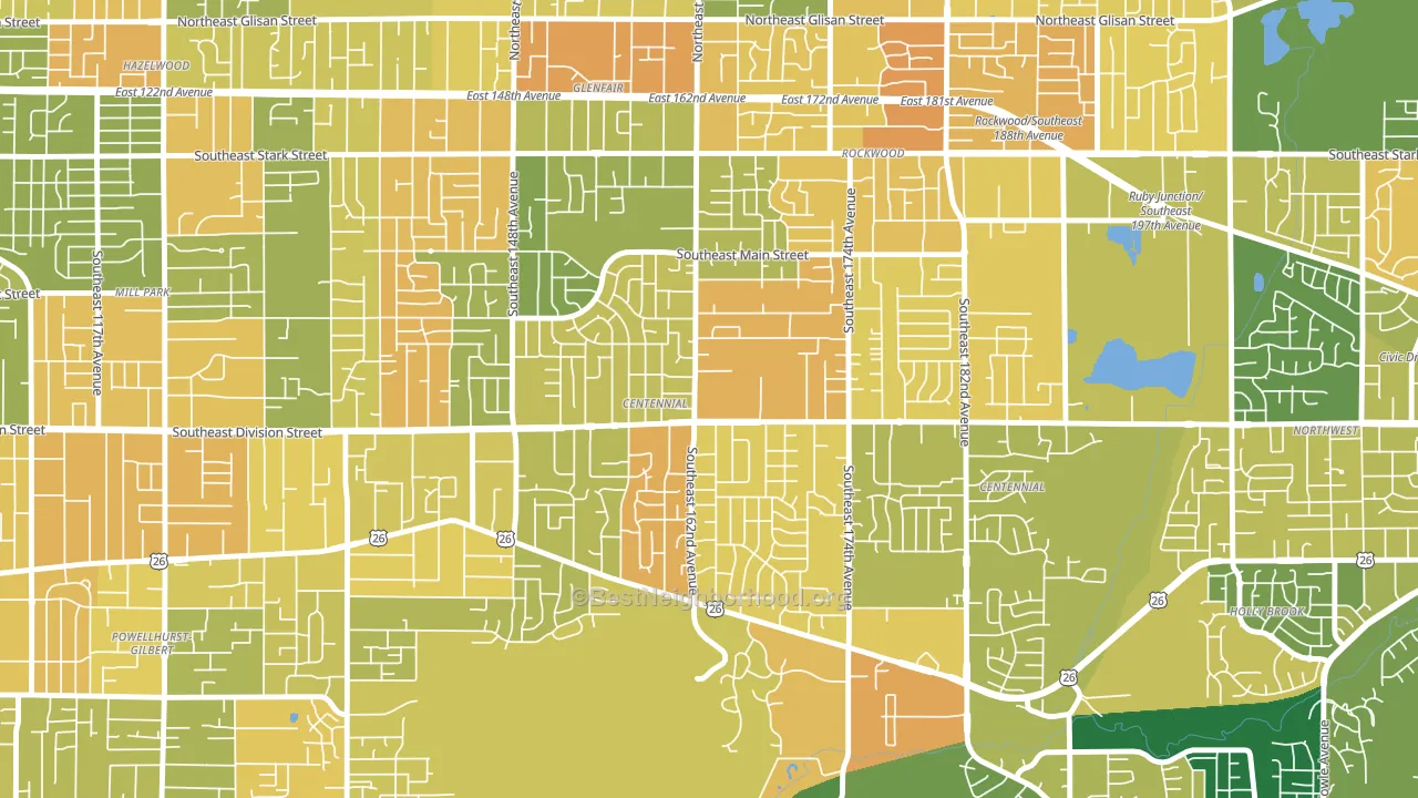 Centennial, Portland, OR block-group voter-turnout map