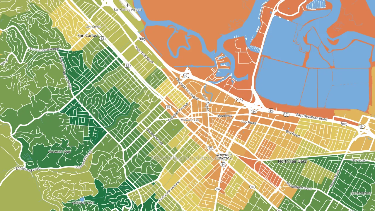 Centennial, Redwood City, CA block-group voter-turnout map