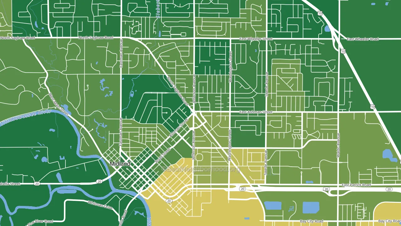 Center City, Midland, MI block-group voter-turnout map