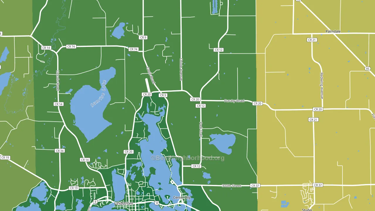 Center City, MN block-group voter-turnout map