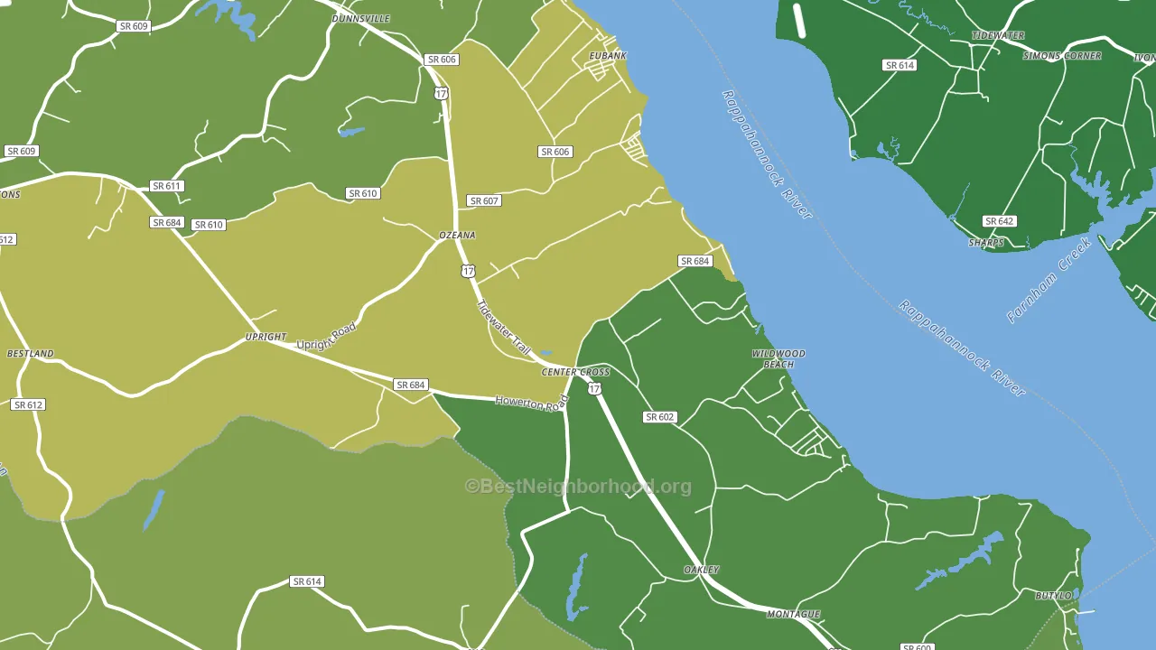 Center Cross, VA block-group voter-turnout map