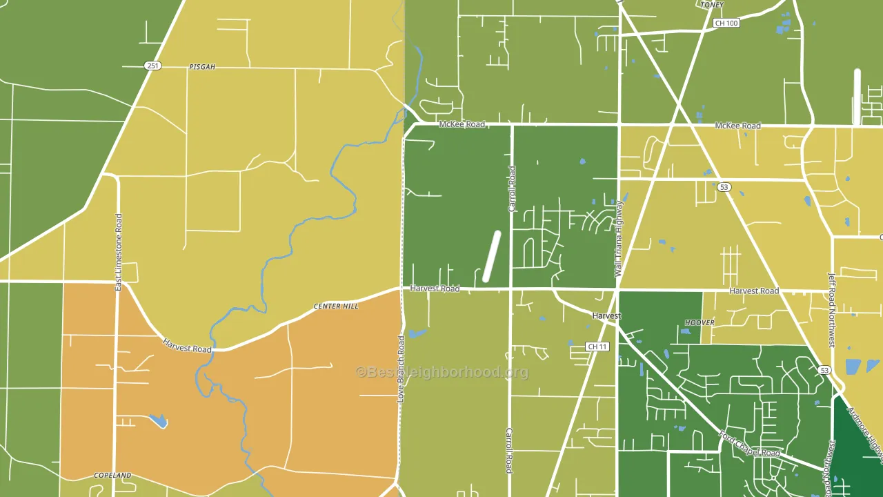 Center Hill, AL block-group voter-turnout map