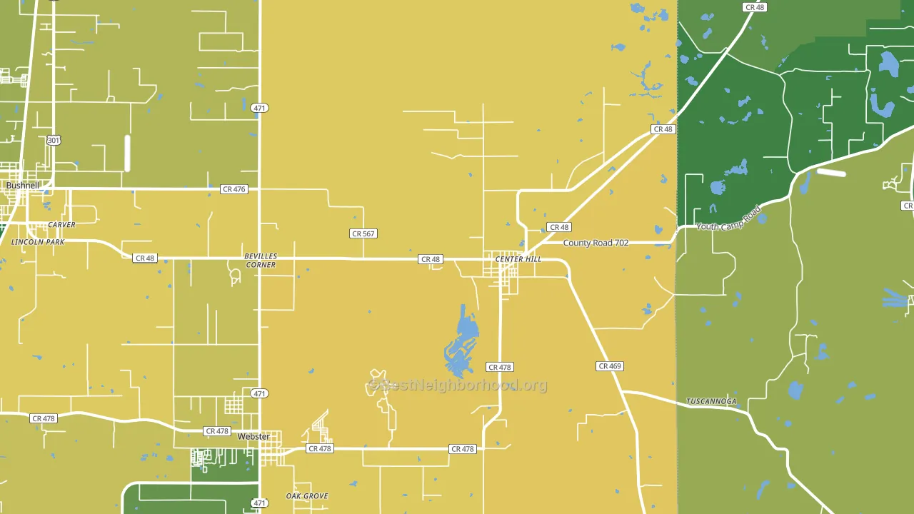 Center Hill, FL block-group voter-turnout map
