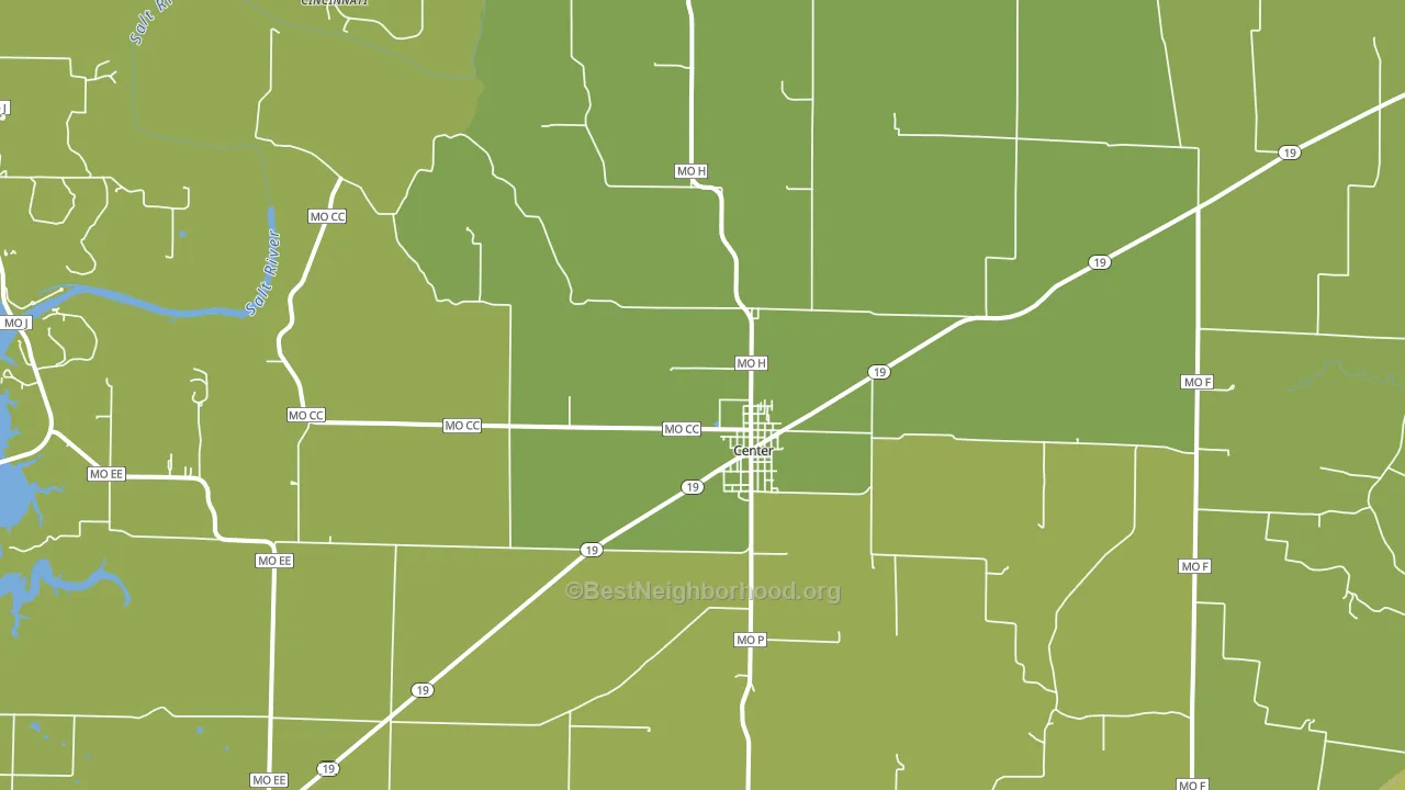 Center, MO block-group voter-turnout map