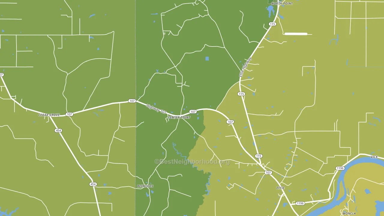 Center Point, LA block-group voter-turnout map