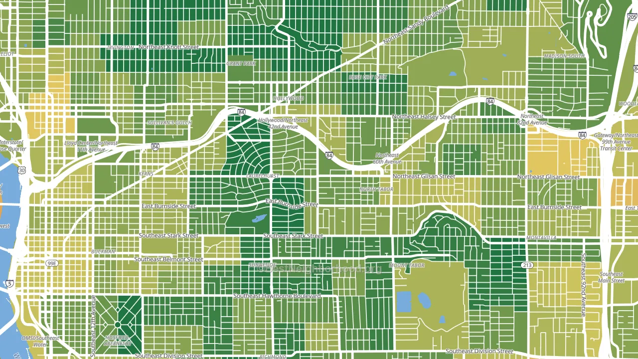 Center, Portland, OR block-group voter-turnout map
