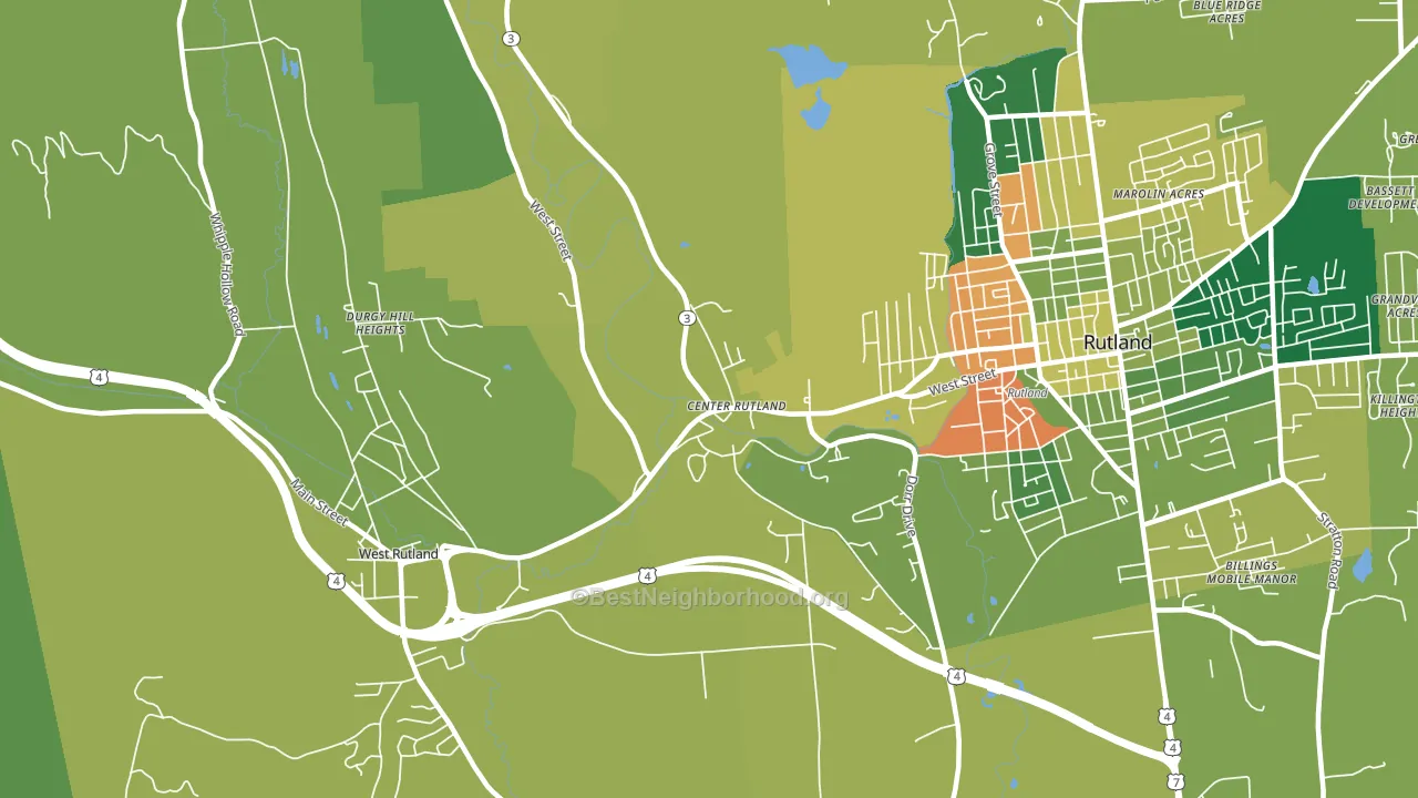 Center Rutland, VT block-group voter-turnout map