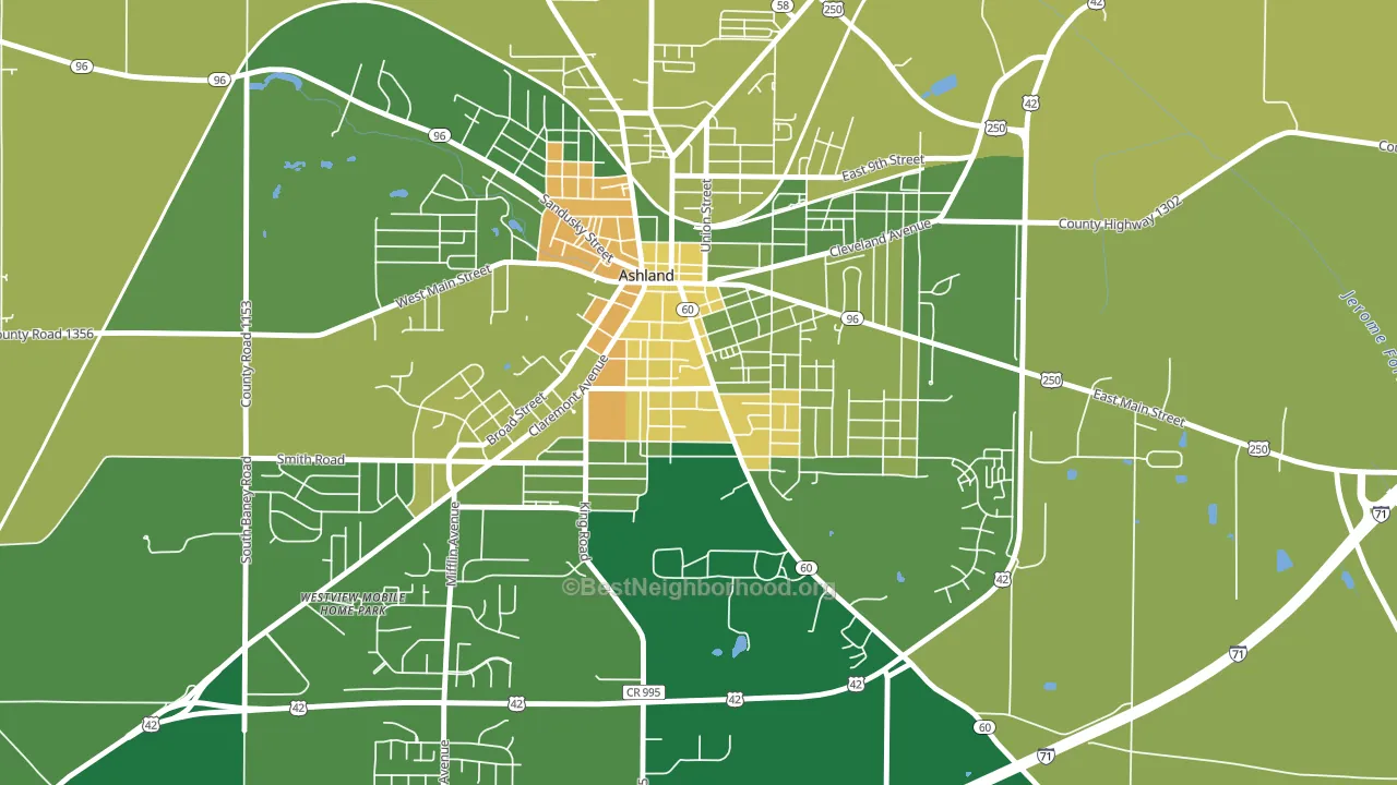 Center Street Historic District, Ashland, OH block-group voter-turnout map