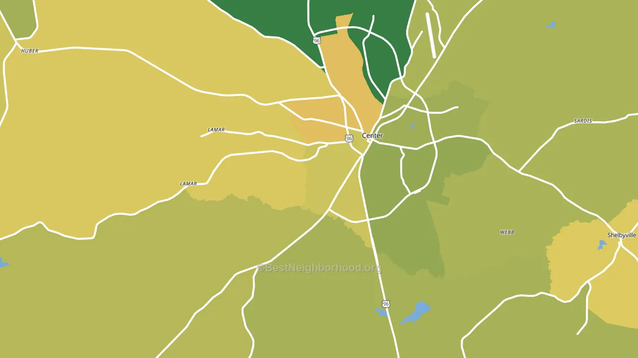 Center, TX block-group voter-turnout map