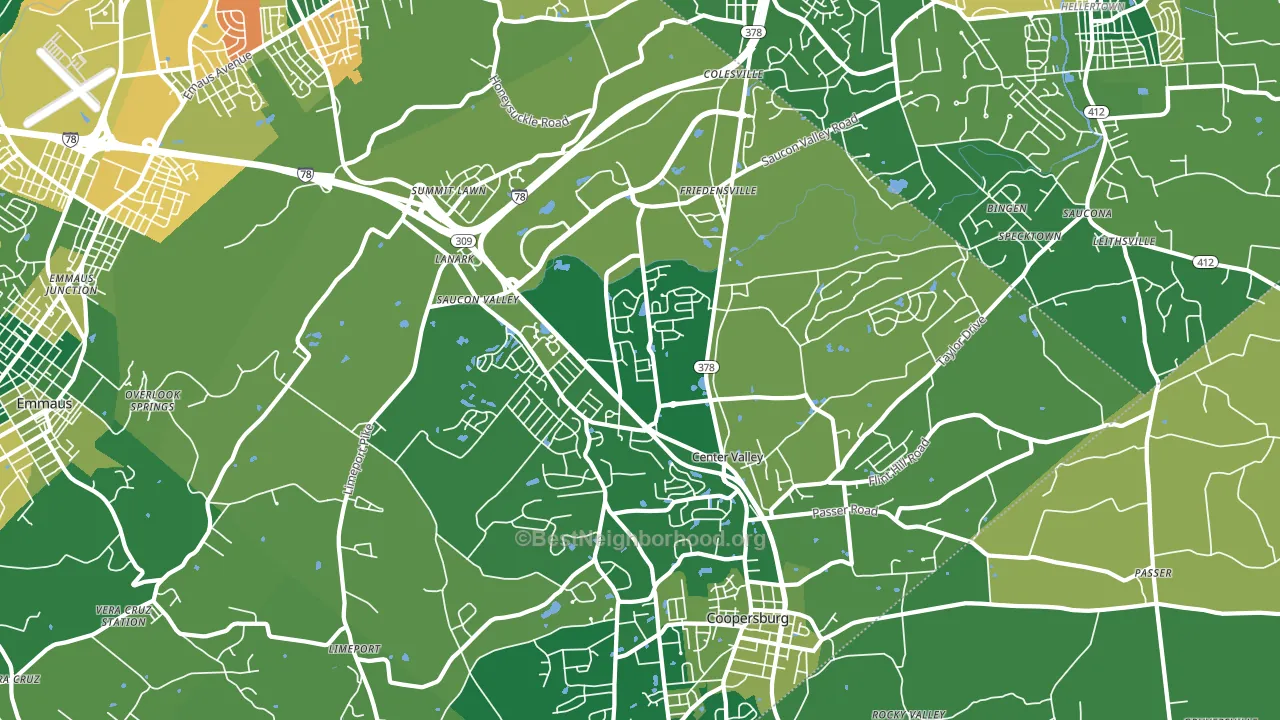 Center Valley, PA block-group voter-turnout map