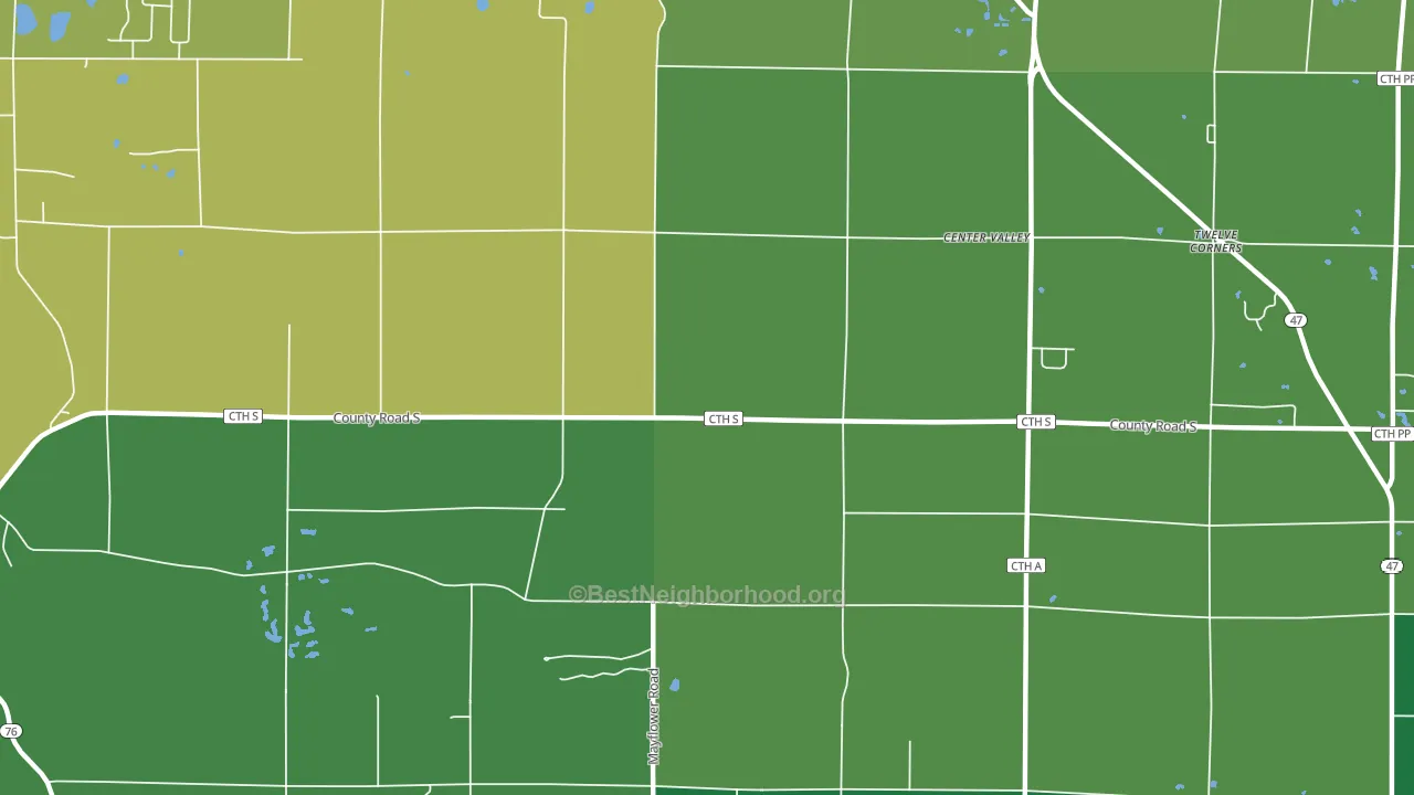 Center Valley, WI block-group voter-turnout map