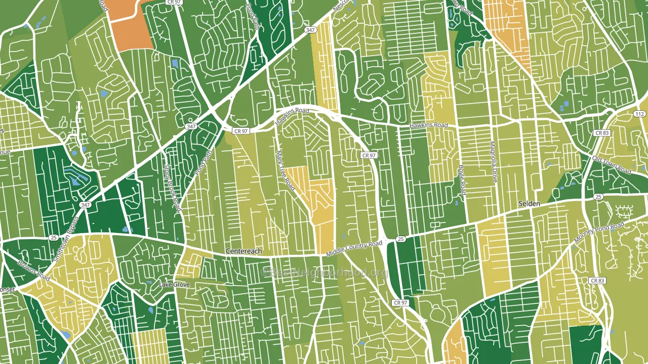Centereach, NY block-group voter-turnout map