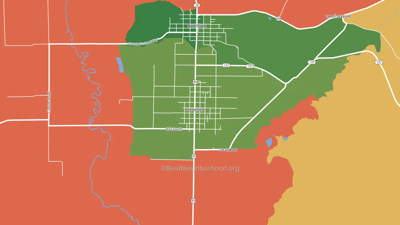 Centerfield, UT block-group voter-turnout map
