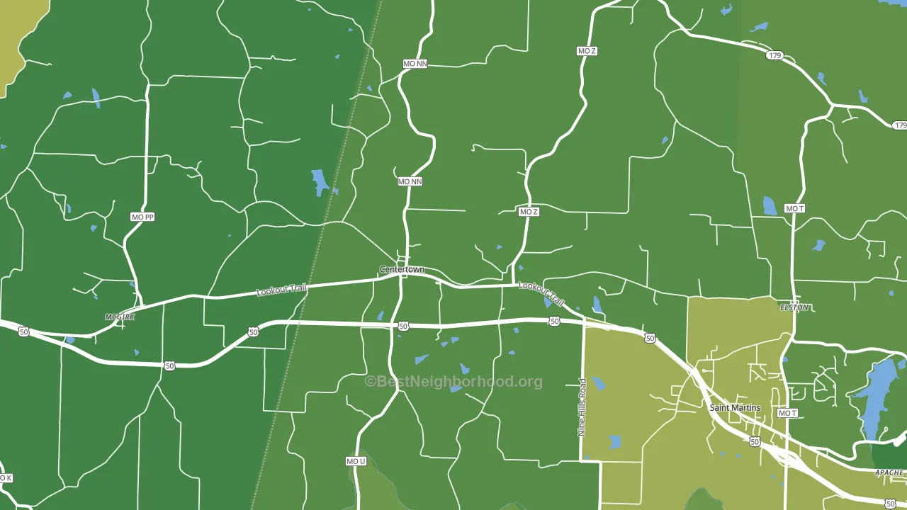 Centertown, MO block-group voter-turnout map