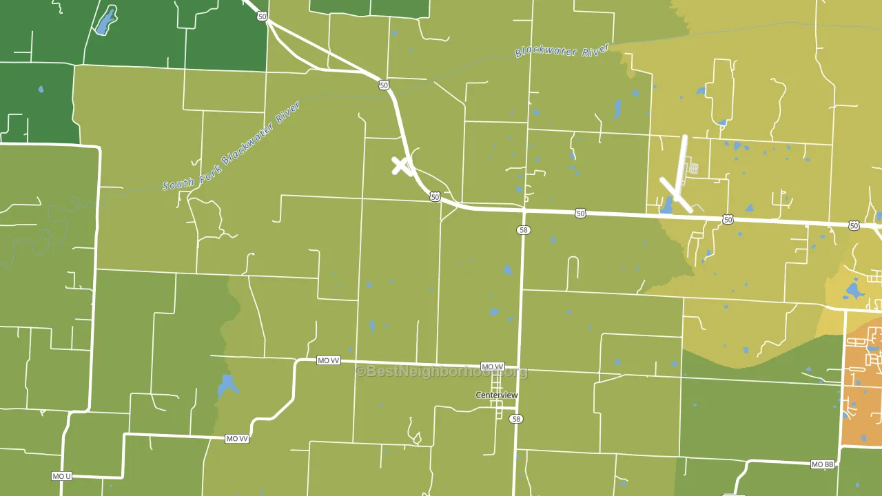 Centerview, MO block-group voter-turnout map