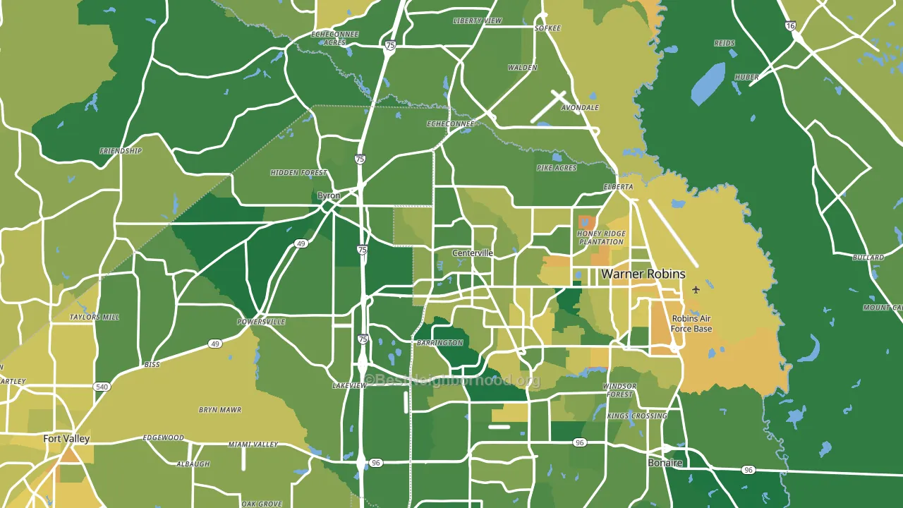Centerville, GA block-group voter-turnout map