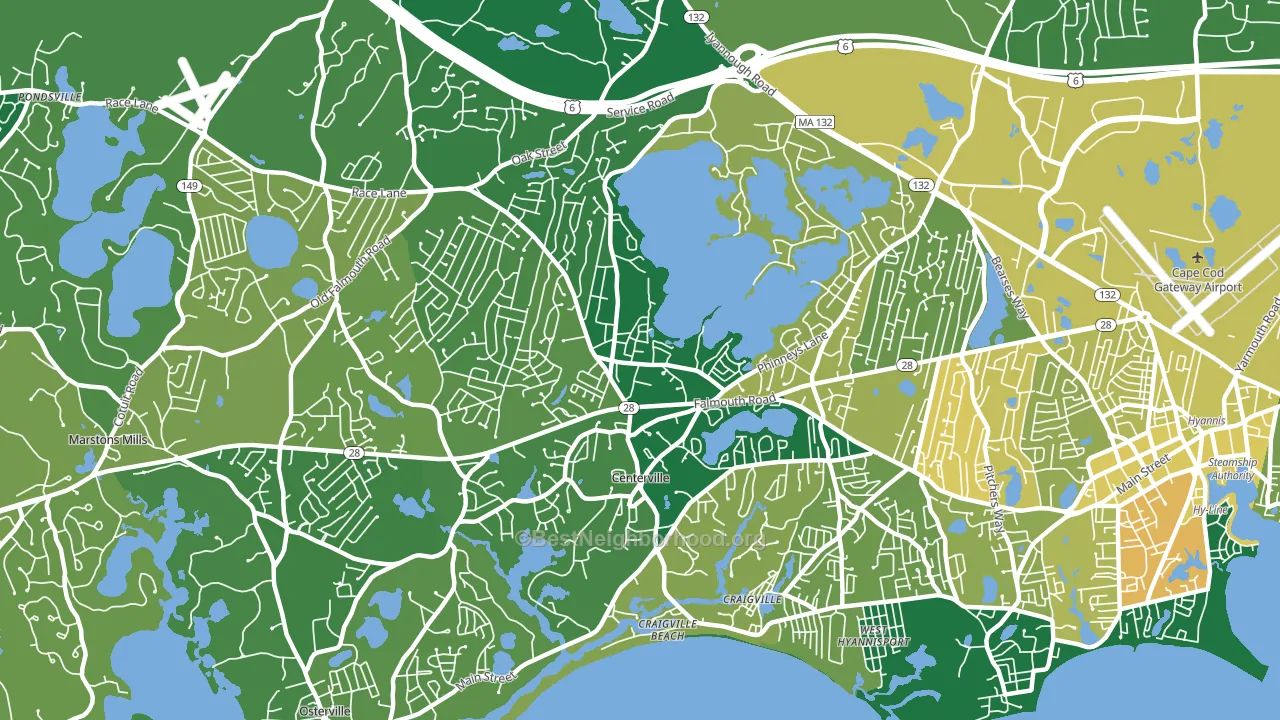 Centerville, MA block-group voter-turnout map