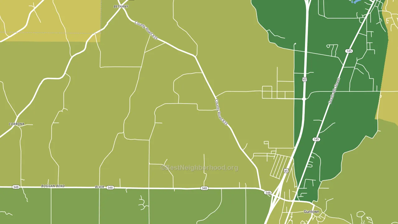 Centerville, MS block-group voter-turnout map
