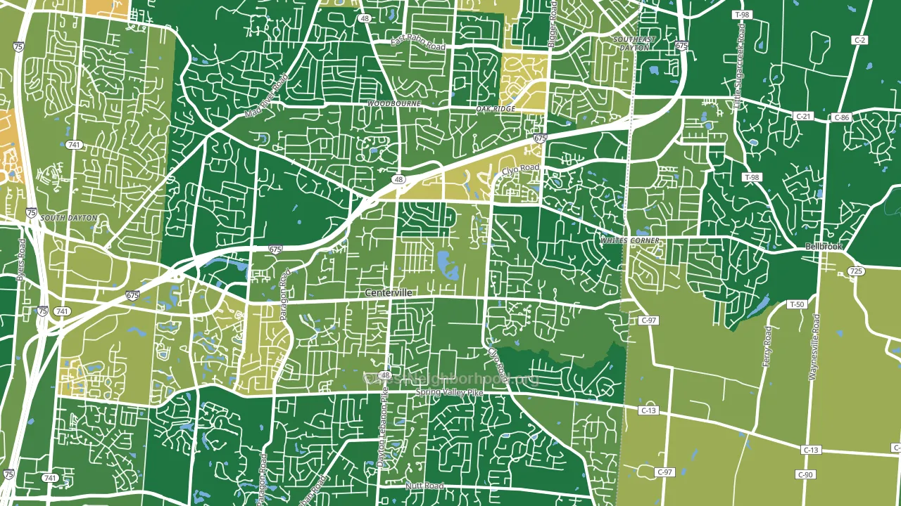 Centerville, OH block-group voter-turnout map