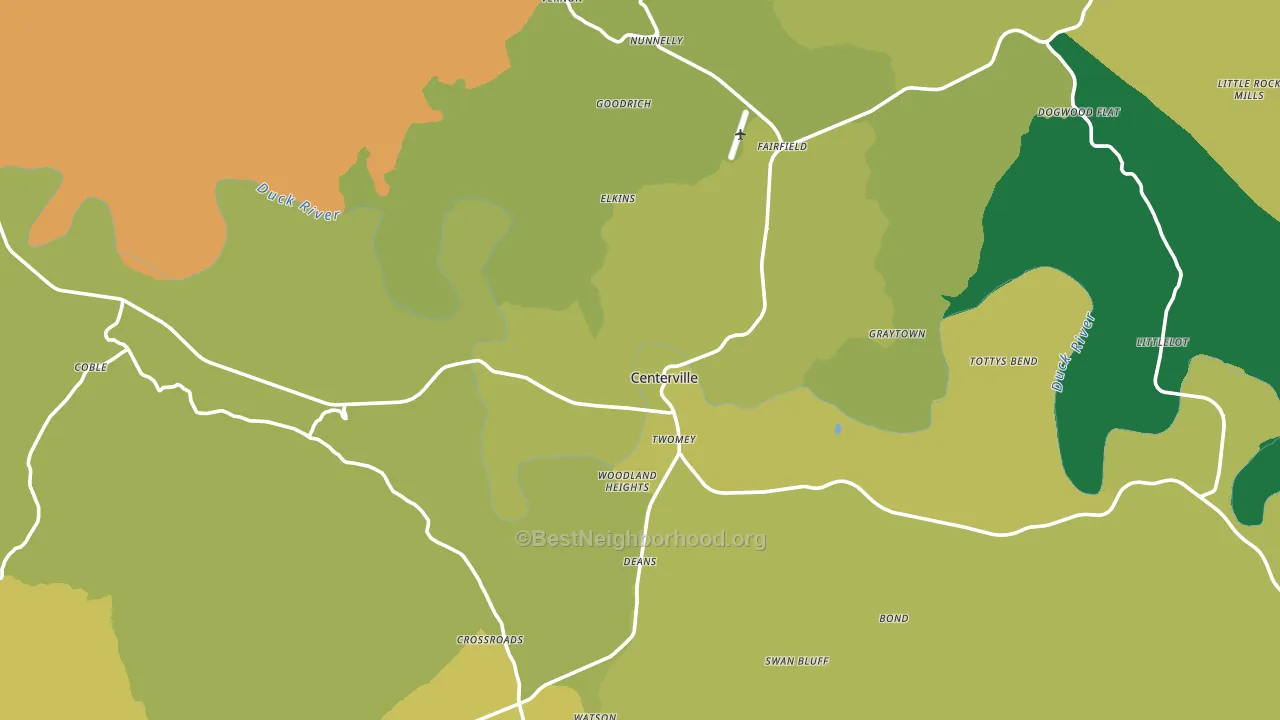 Centerville, TN block-group voter-turnout map