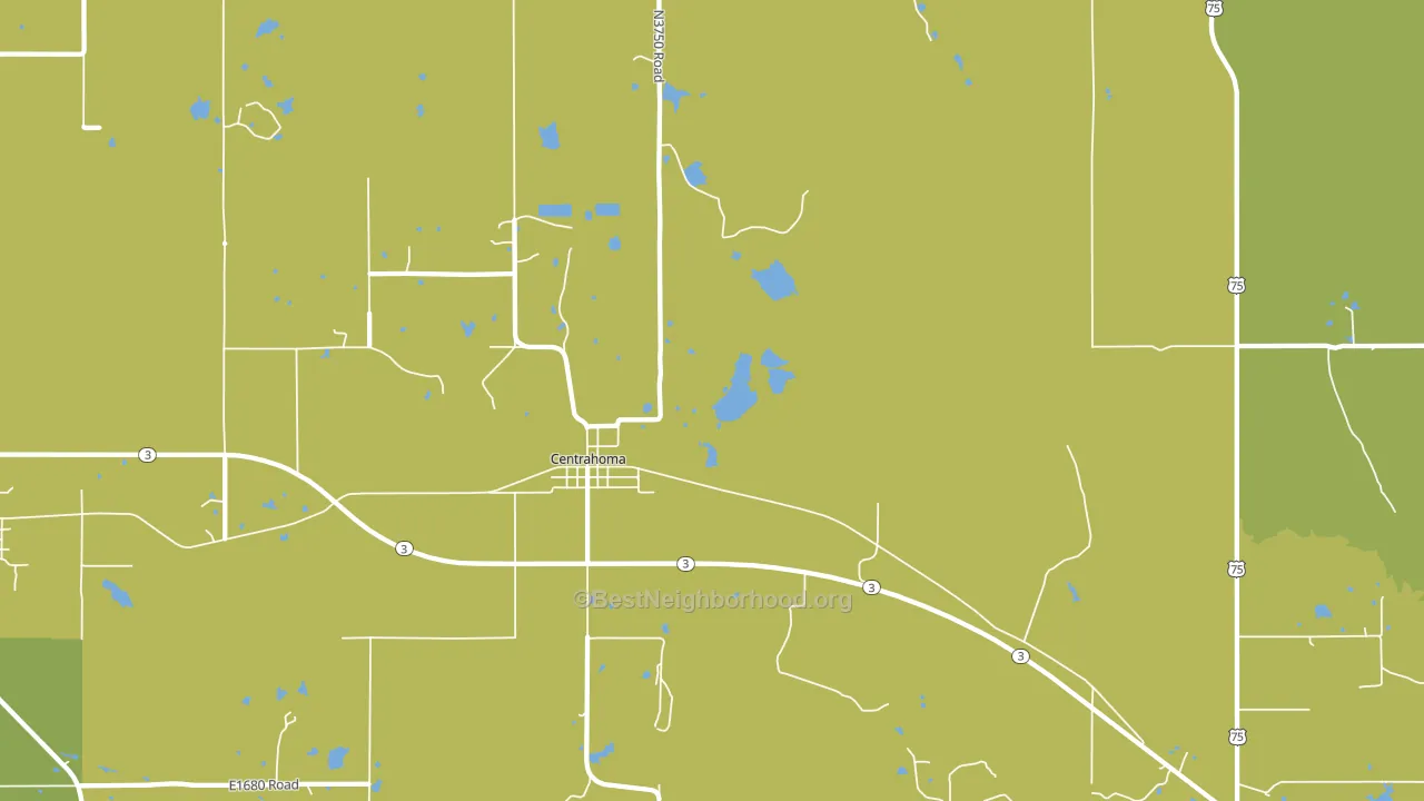 Centrahoma, OK block-group voter-turnout map