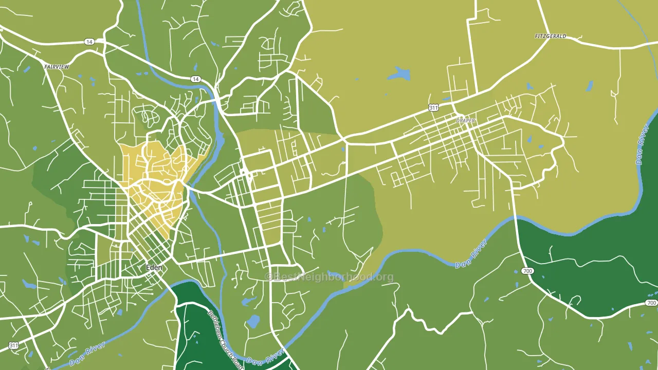 Central Area, Eden, NC block-group voter-turnout map
