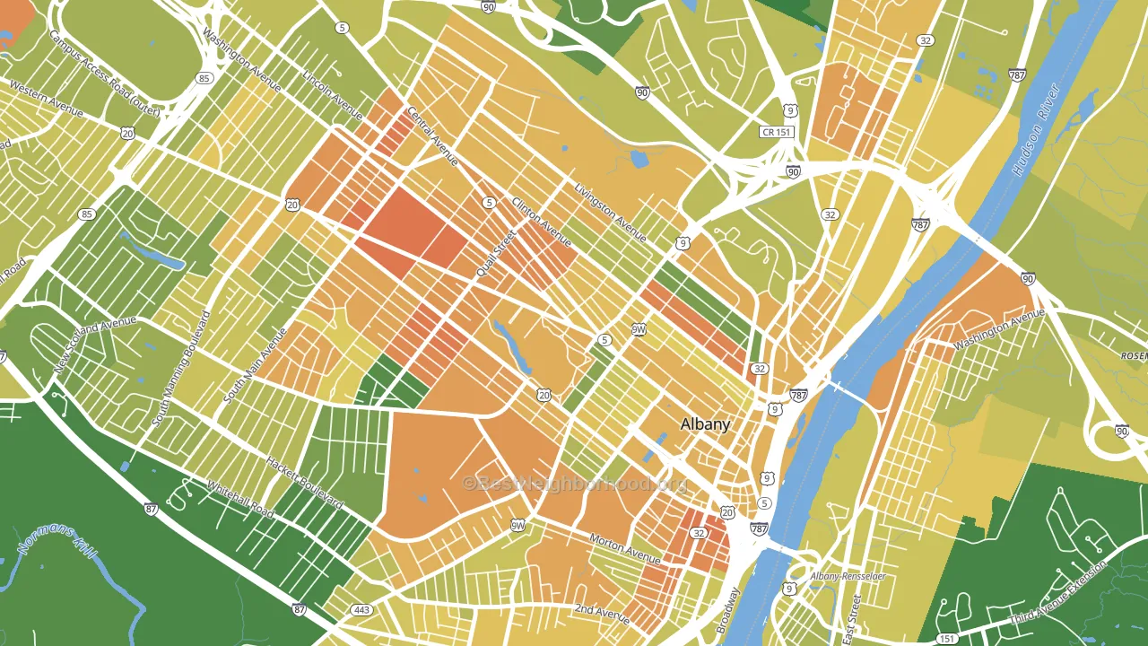 Central Ave, Albany, NY block-group voter-turnout map
