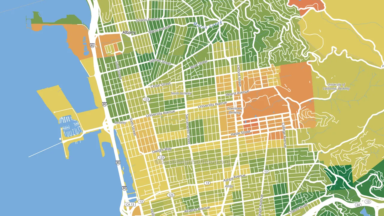 Central Berkeley, Berkeley, CA block-group voter-turnout map