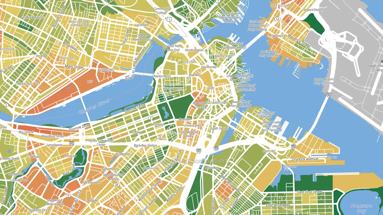 Central, Boston, MA block-group voter-turnout map