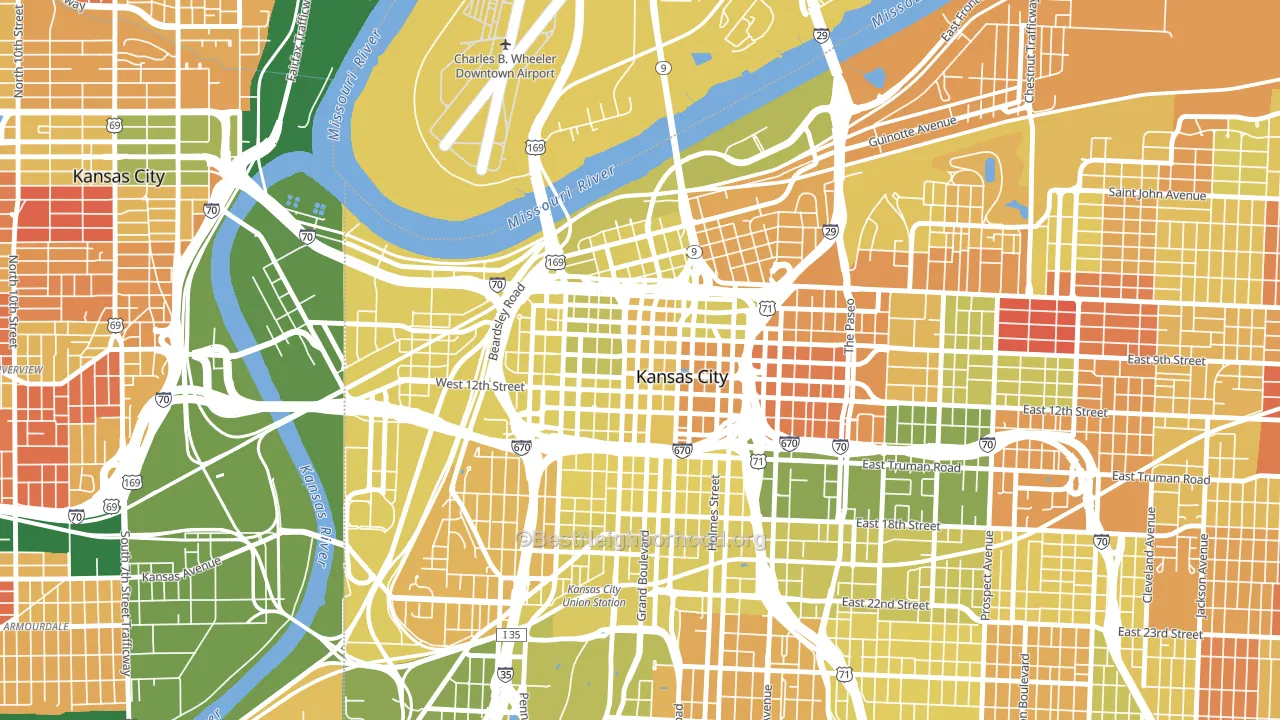 Central Business District, Kansas City, MO block-group voter-turnout map