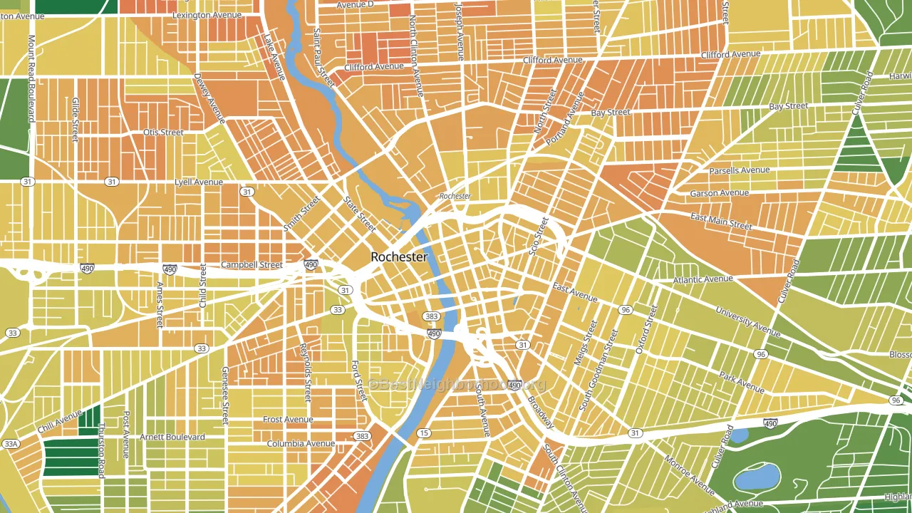 Central Business District-Rochester, Rochester, NY block-group voter-turnout map