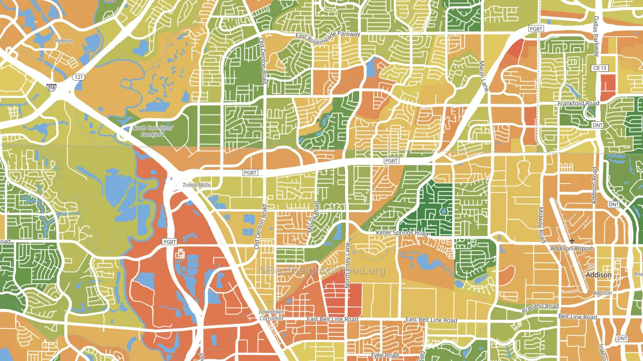 Central Carrollton, Carrollton, TX block-group voter-turnout map