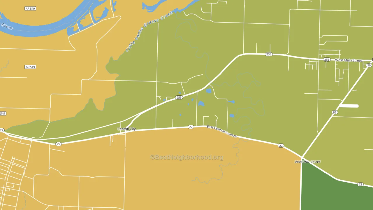 Central City, AR block-group voter-turnout map