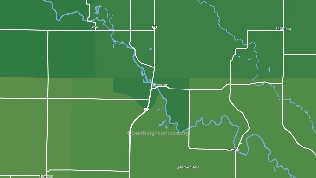 Central City, IA block-group voter-turnout map