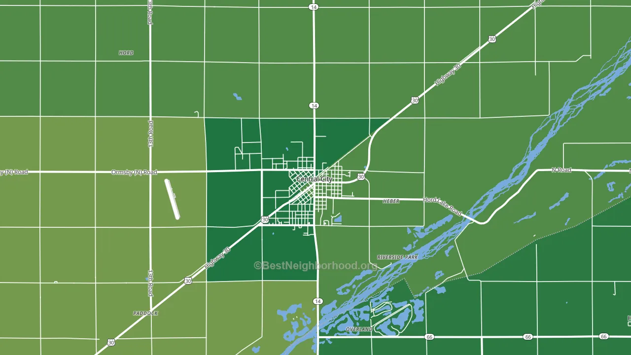 Central City, NE block-group voter-turnout map