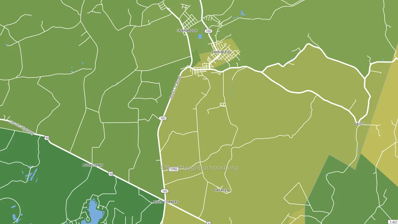 Central City, PA block-group voter-turnout map