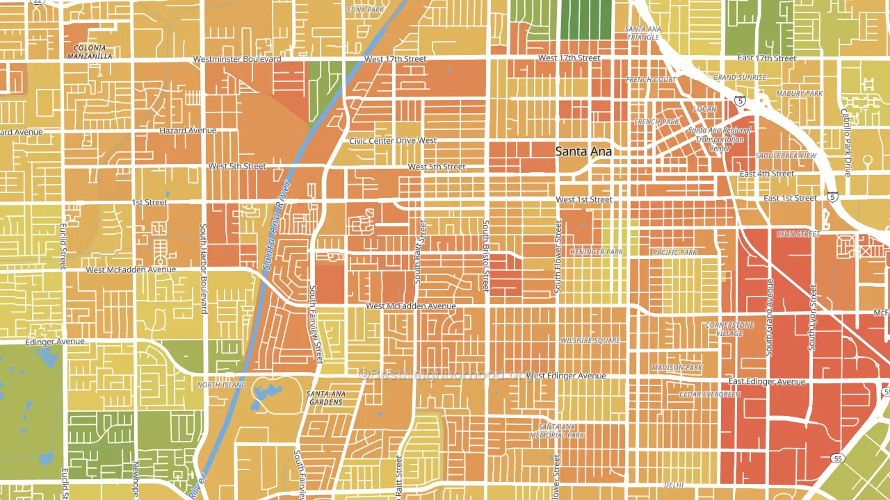 Central City Santa Ana, Santa Ana, CA block-group voter-turnout map
