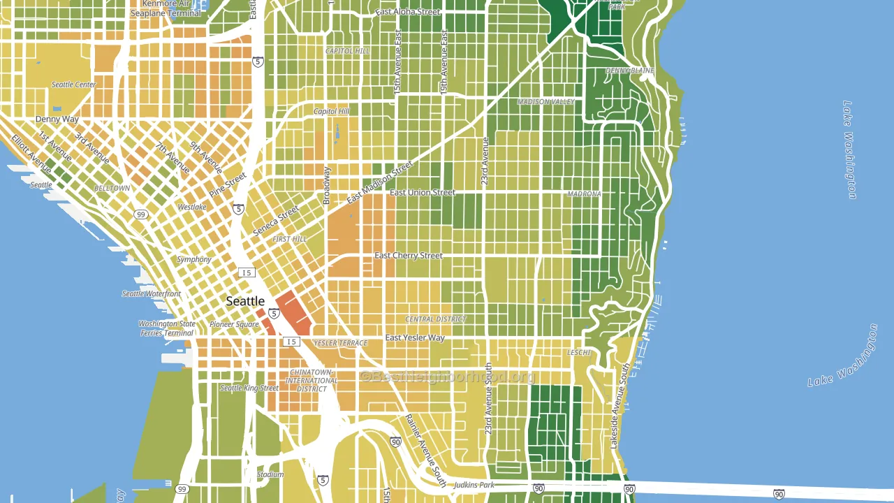 Central District, Seattle, WA block-group voter-turnout map