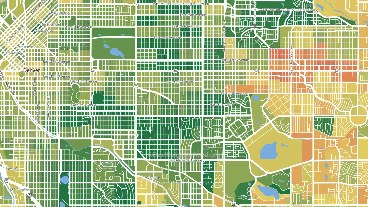 Central East Denver, Denver, CO block-group voter-turnout map