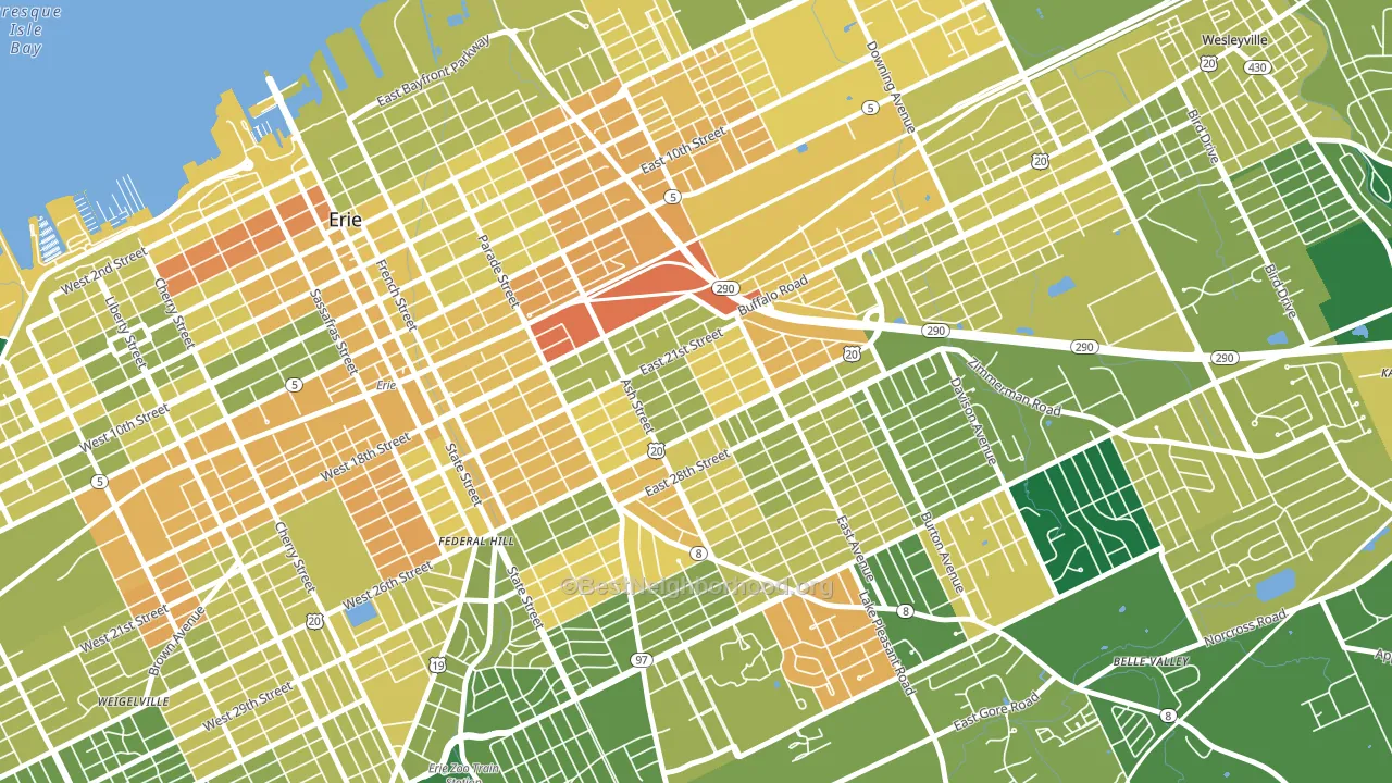 Central Eastside, Erie, PA block-group voter-turnout map