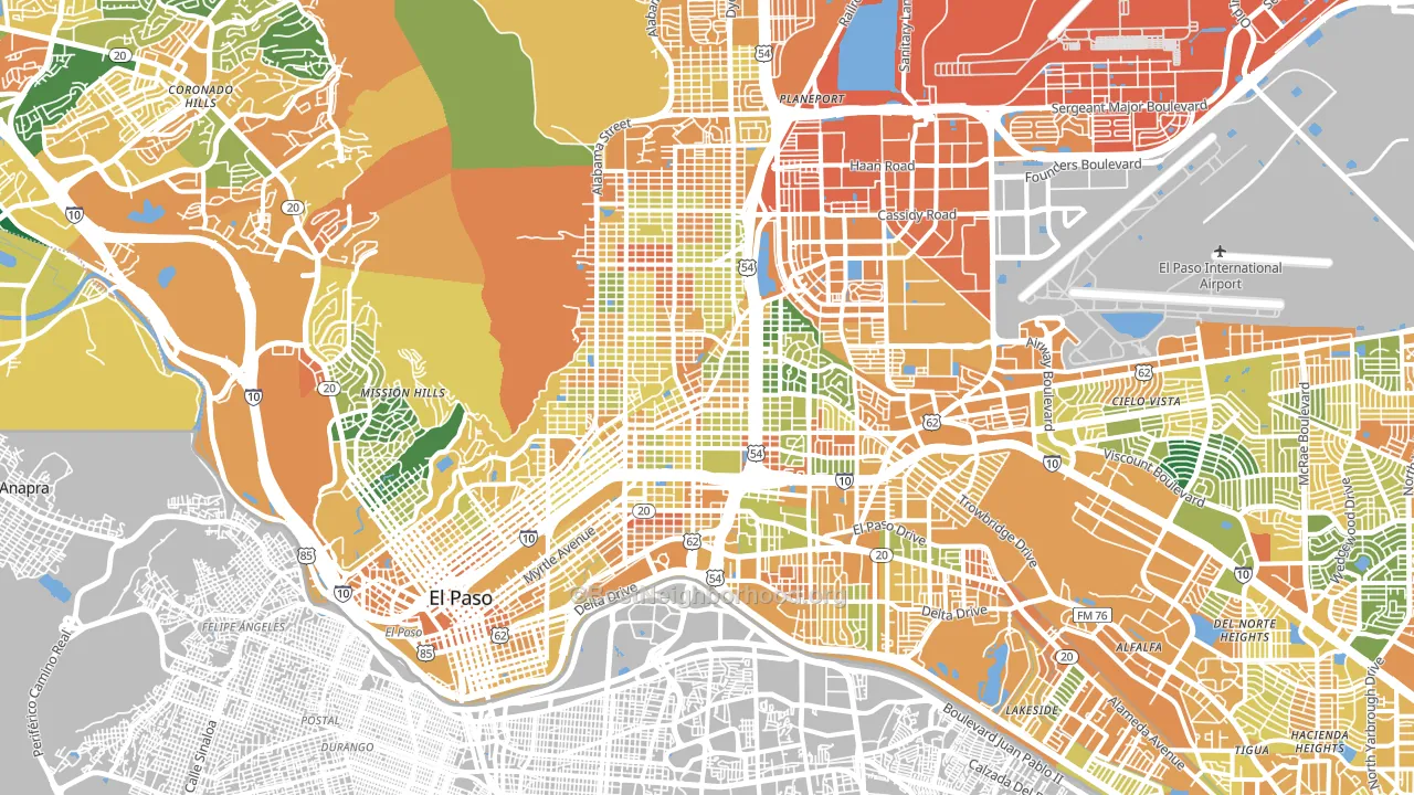 Central, El Paso, TX block-group voter-turnout map