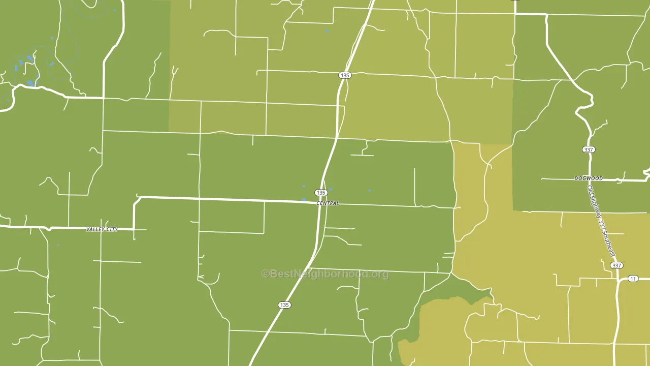 Central, IN block-group voter-turnout map