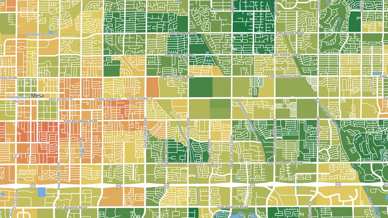 Central Mesa, Mesa, AZ block-group voter-turnout map