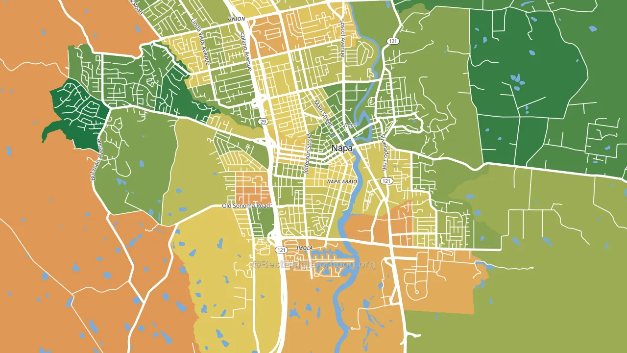 Central Napa, Napa, CA block-group voter-turnout map