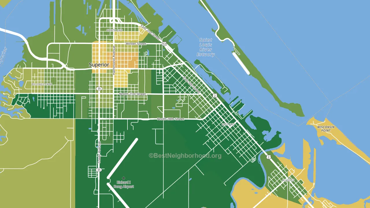 Central Park, Superior, WI block-group voter-turnout map