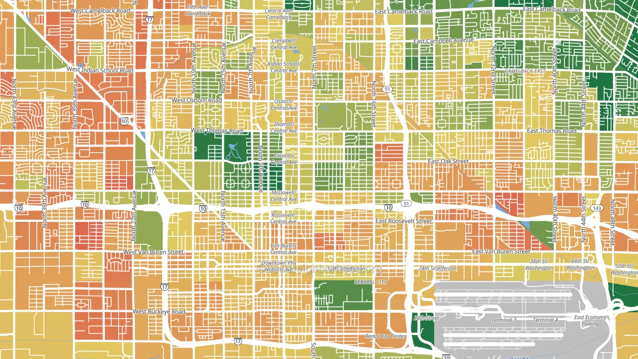 Central Phoenix, Phoenix, AZ block-group voter-turnout map