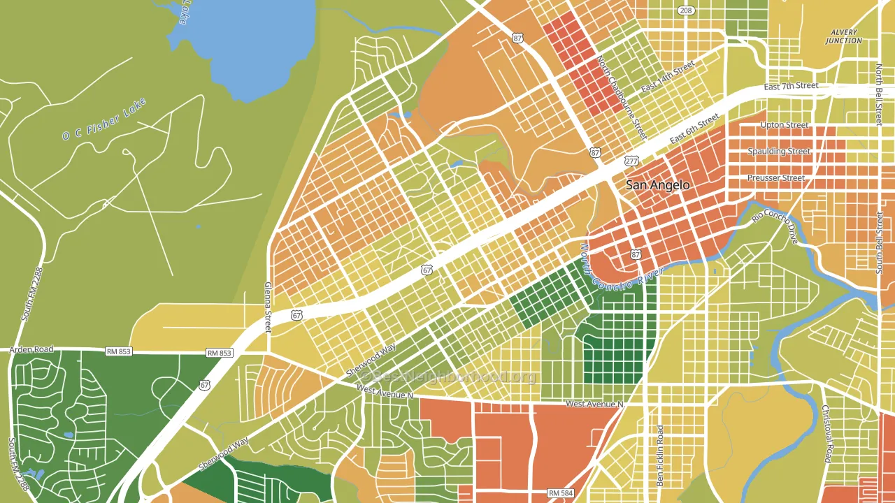 Central, San Angelo, TX block-group voter-turnout map