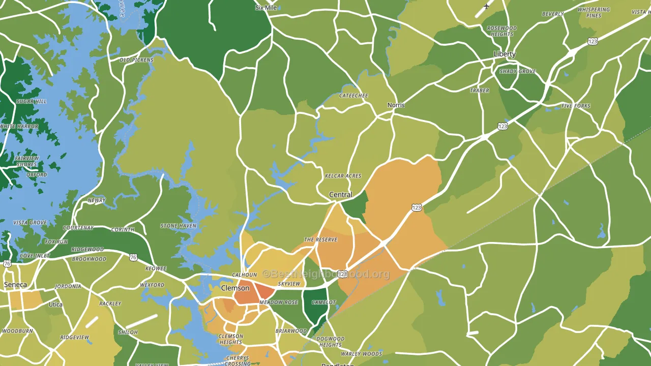 Central, SC block-group voter-turnout map